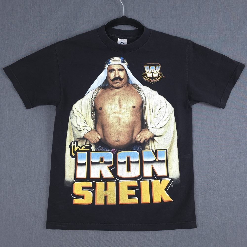 The Iron Sheik Shirt Size Medium Black  Short Sleeve WWF Legends Wrestling Y2K